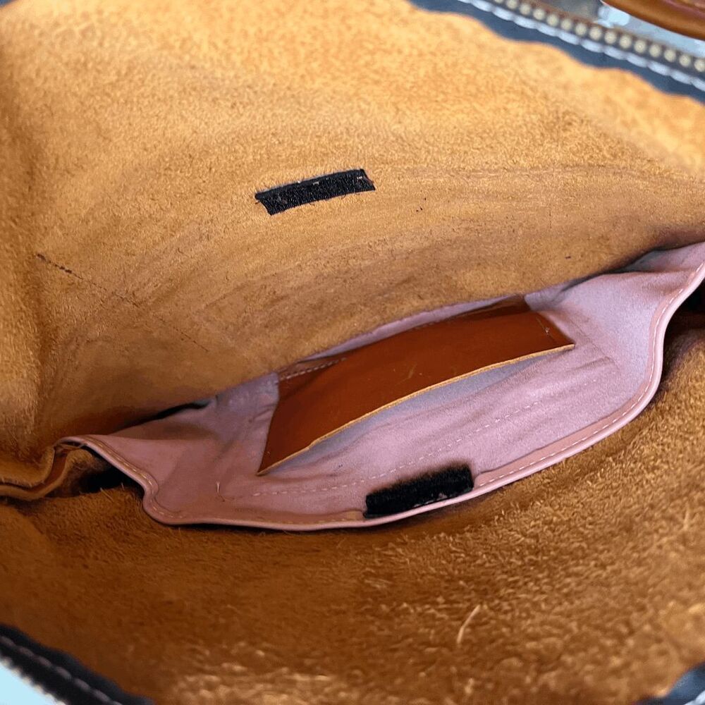 VTG Cognac Orange Full Grain Leather Crossbody Bag Adjustable Strap Handmade - Picture 10 of 12